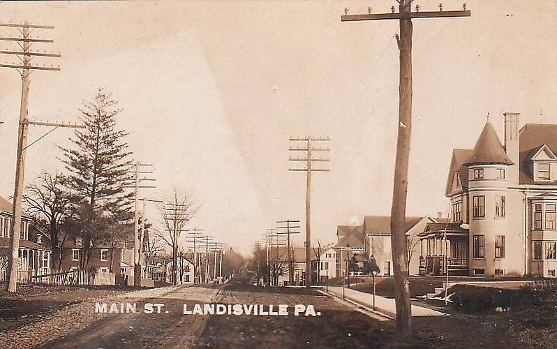 Vintage Photographs > Landisville, PA, c.1910, Twin Phone Openwire Lines.