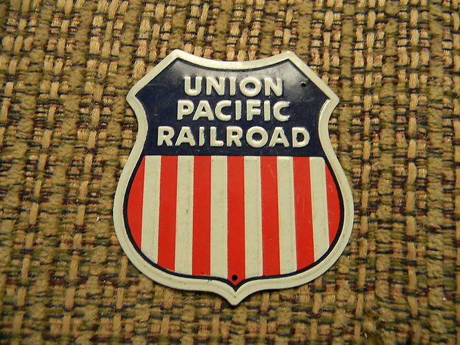 For Trade (not Traded) > Very Small, Very Thin Union Pacific Railroad Sign